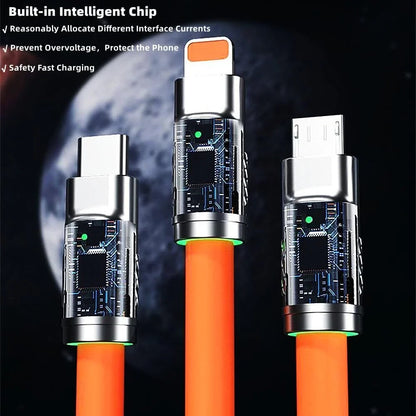 3in1 Fast Charging Cable Cell Phone Charger Cord For iPhone Type C Micro USB LOT