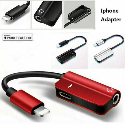 3.5mm Headphone Jack AUX Splitter Adapter and Charger For iPhone 12 11 XS X 8 7
