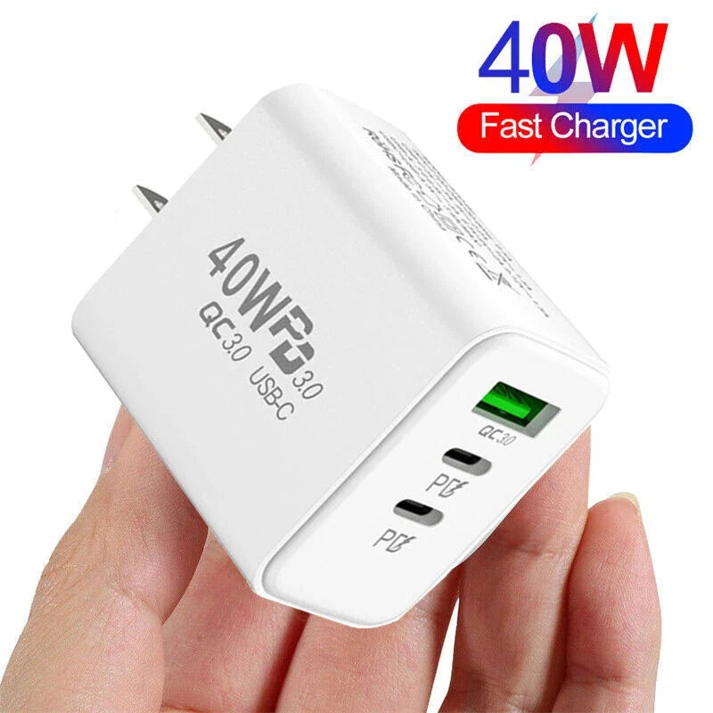 Dual PD 40W Fast Wall Charger Power Adapter For iPhone 15 Pro Max 14 13 12 Plus