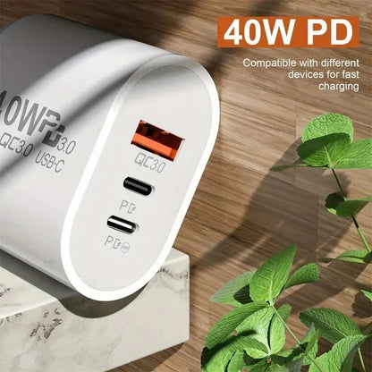 Dual PD 40W Fast Wall Charger Power Adapter For iPhone 15 16 Pro Max 14 13 12