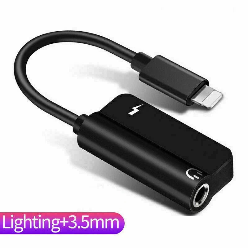 3.5mm Headphone Jack AUX Splitter Adapter and Charger For iPhone 12 11 XS X 8 7