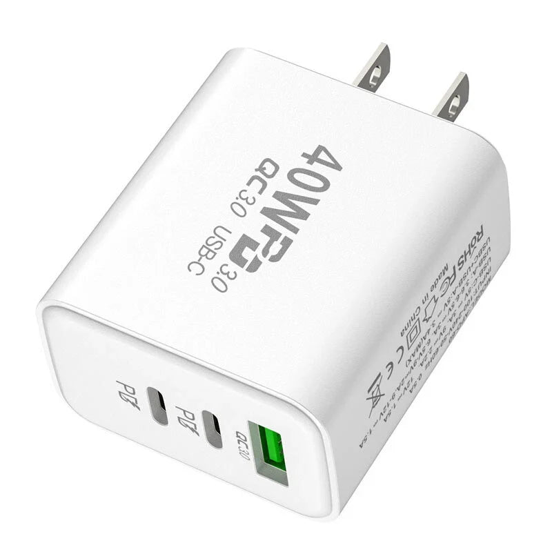 Dual PD 40W Fast Wall Charger Power Adapter For iPhone 15 16 Pro Max 14 13 12