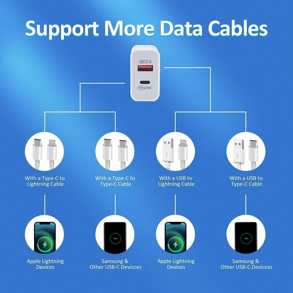 For iPhone 15 16 13 11 20W Fast Charger Block USB Type C Wall Power Adapter Lot