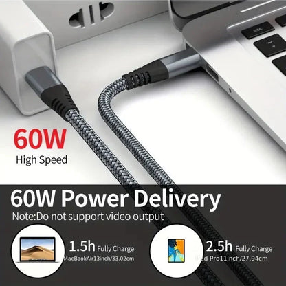 60W USB-C to USB-C Cable Fast Charger lot PD Nylon Cord iPhone 16 15 Pro Samsung