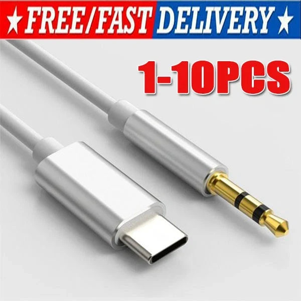 TypeC to Aux Cable USB Type-C Male To 3.5mm Cord Car AUX Music Audio Adapter Lot