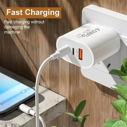 Dual PD 40W Fast Wall Charger Power Adapter For iPhone 15 Pro Max 14 13 12 Plus