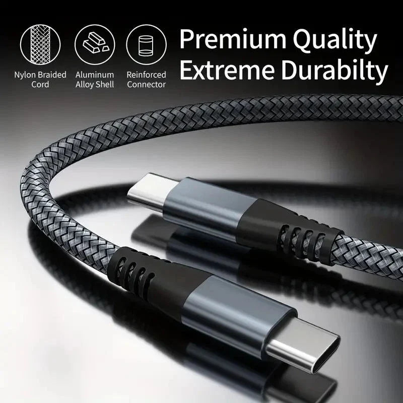 60W USB-C to USB-C Cable Fast Charger lot PD Nylon Cord iPhone 16 15 Pro Samsung
