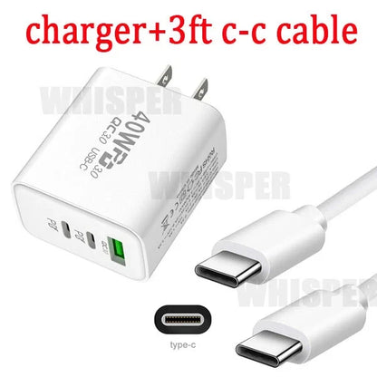 Dual PD 40W Fast Wall Charger Power Adapter For iPhone 15 16 Pro Max 14 13 12