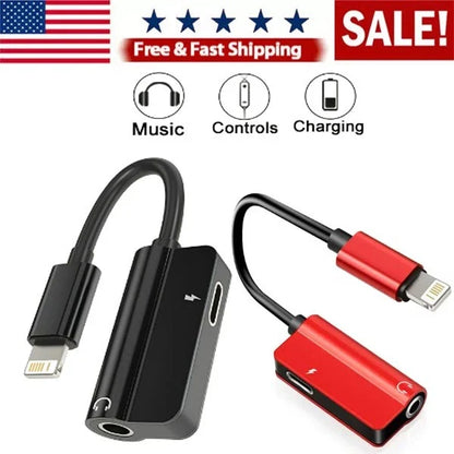 3.5mm Headphone Jack AUX Splitter Adapter and Charger For iPhone 12 11 XS X 8 7