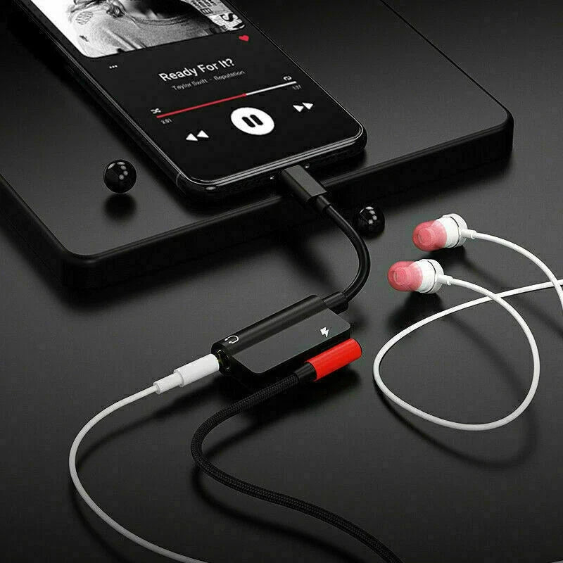 3.5mm Headphone Jack AUX Splitter Adapter and Charger For iPhone 12 11 XS X 8 7