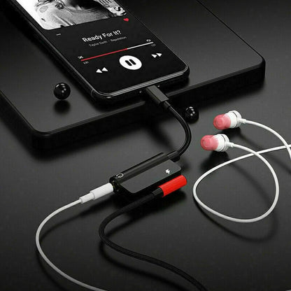 3.5mm Headphone Jack AUX Splitter Adapter and Charger For iPhone 12 11 XS X 8 7