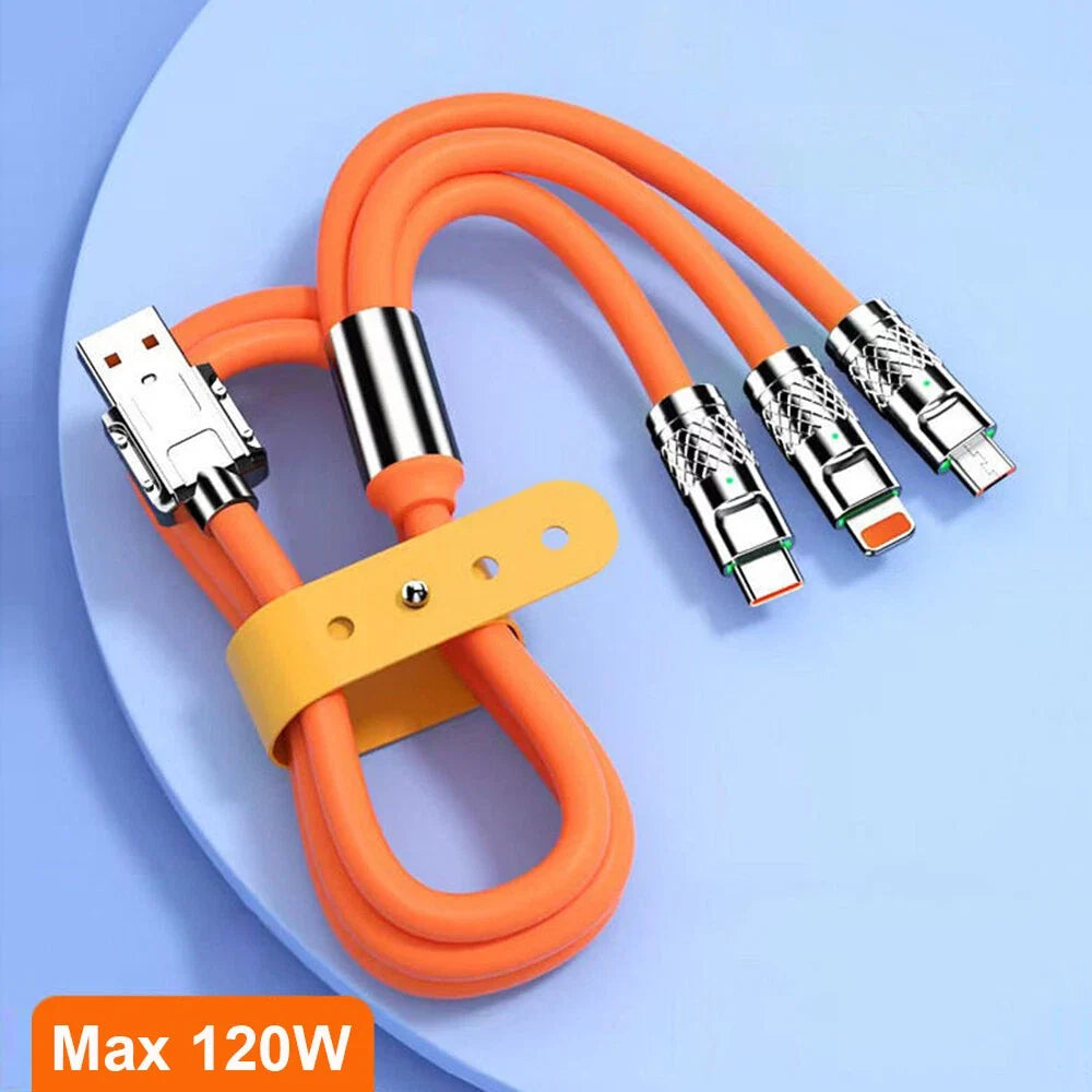 3in1 Fast Charging Cable Cell Phone Charger Cord For iPhone Type C Micro USB LOT