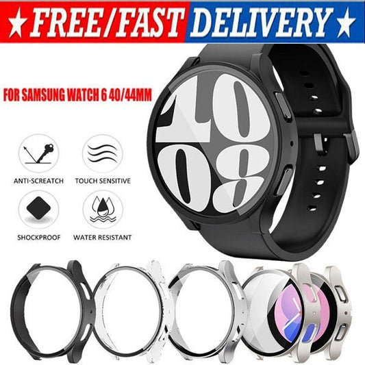 Samsung Galaxy Watch 4 5 6 7 FE 40/44 Tempered Glass Protector Screen Case Cover