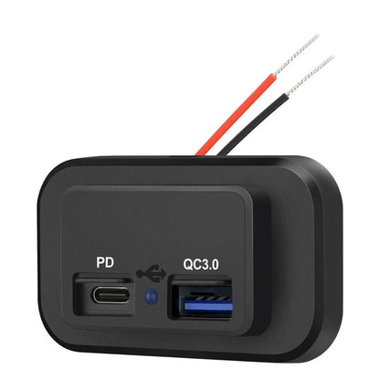 12-24V 4.8A Dual USB PD QC3.0 Car Boat RV Charger Socket LED Power Outlet lot