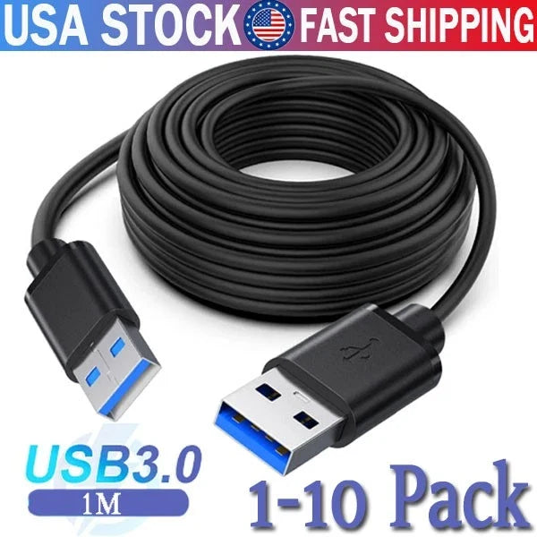 USB 3.0 A Male to A Male Cable Data Transfer Super Speed Power Charger Metal LOT