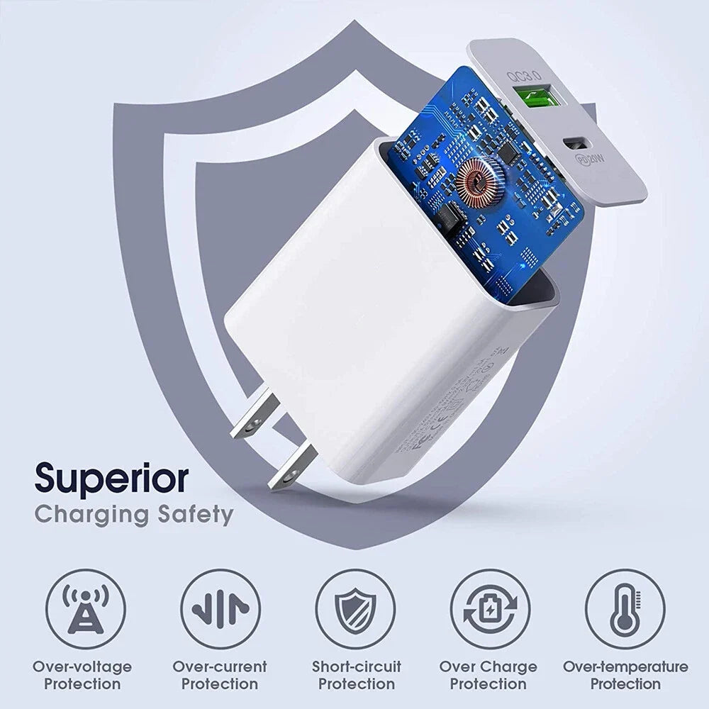 For iPhone 15 16 13 11 20W Fast Charger Block USB Type C Wall Power Adapter Lot