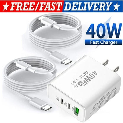 Dual PD 40W Fast Wall Charger Power Adapter For iPhone 15 Pro Max 14 13 12 Plus