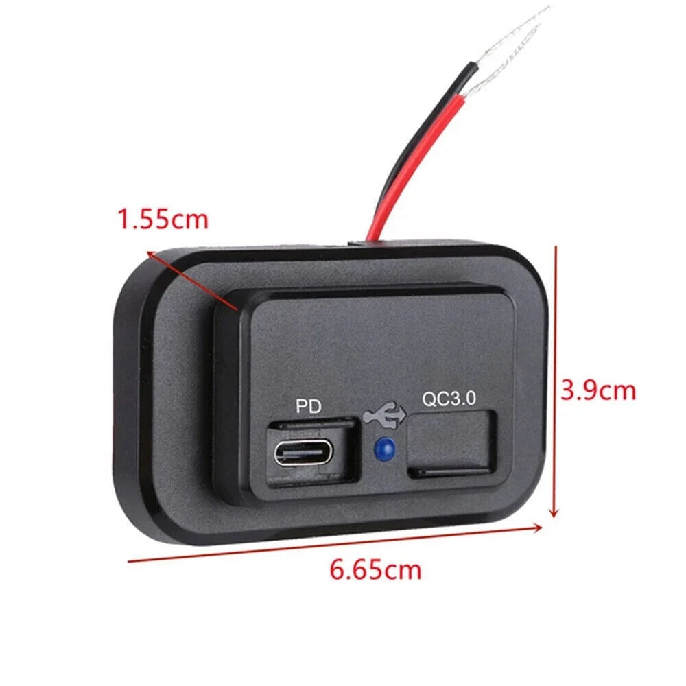 12-24V 4.8A Dual USB PD QC3.0 Car Boat RV Charger Socket LED Power Outlet lot