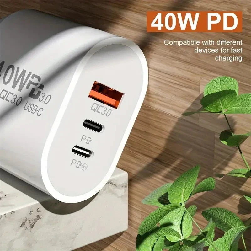 Dual PD 40W Fast Wall Charger Power Adapter For iPhone 15 Pro Max 14 13 12 Plus