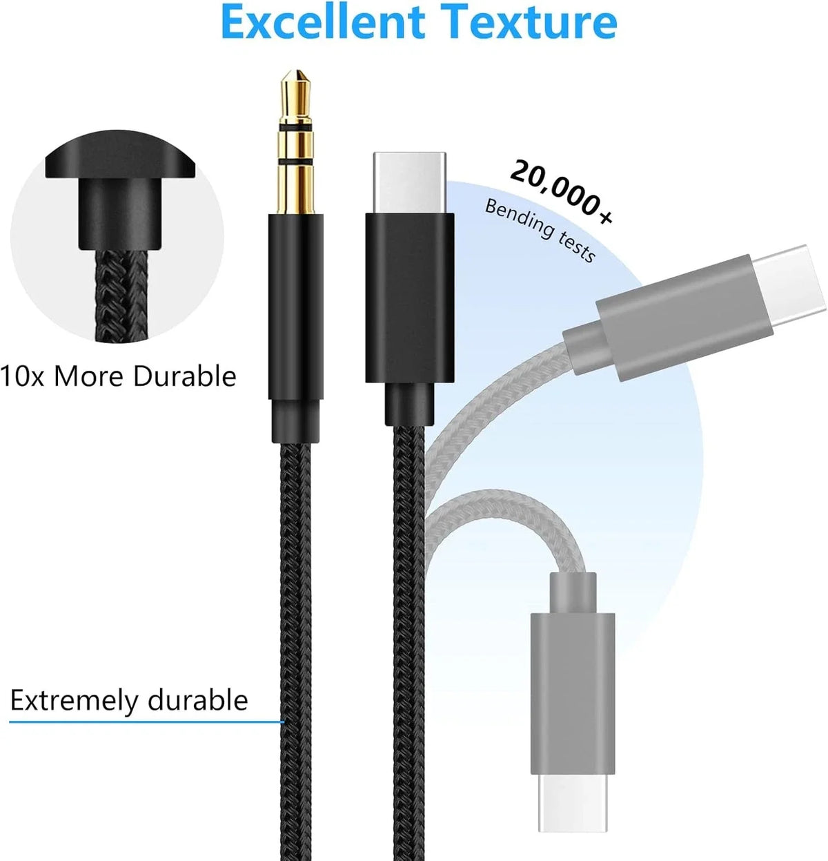 TypeC to Aux Cable USB Type-C Male To 3.5mm Cord Car AUX Music Audio Adapter Lot