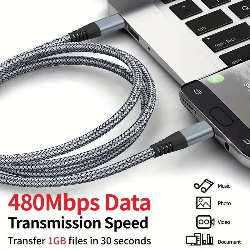 60W USB-C to USB-C Cable Fast Charger lot PD Nylon Cord iPhone 16 15 Pro Samsung