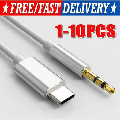 TypeC to Aux Cable USB Type-C Male To 3.5mm Cord Car AUX Music Audio Adapter Lot