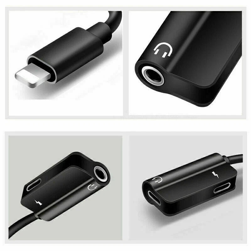 3.5mm Headphone Jack AUX Splitter Adapter and Charger For iPhone 12 11 XS X 8 7