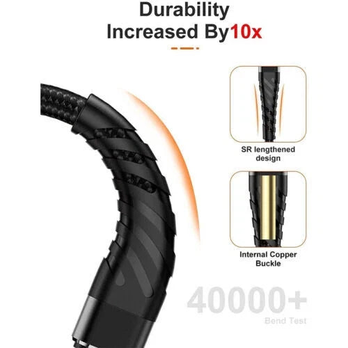 Braided Fast Charger Cable Heavy Duty USB lot Cord For iPhone 14 13 12 11 X XR 8