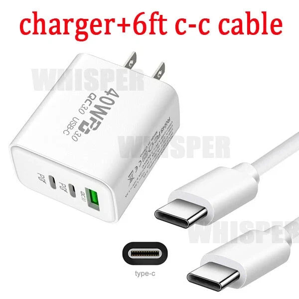 Dual PD 40W Fast Wall Charger Power Adapter For iPhone 15 16 Pro Max 14 13 12