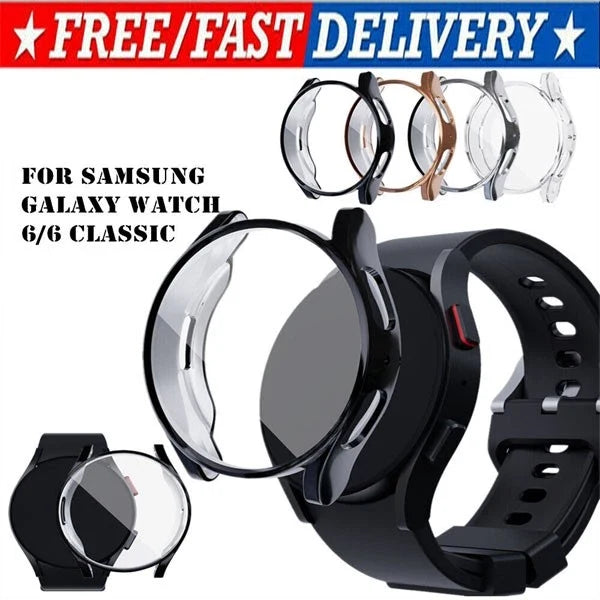 Samsung Galaxy Watch 4 5 6 7 FE 40/44 Tempered Glass Protector Screen Case Cover