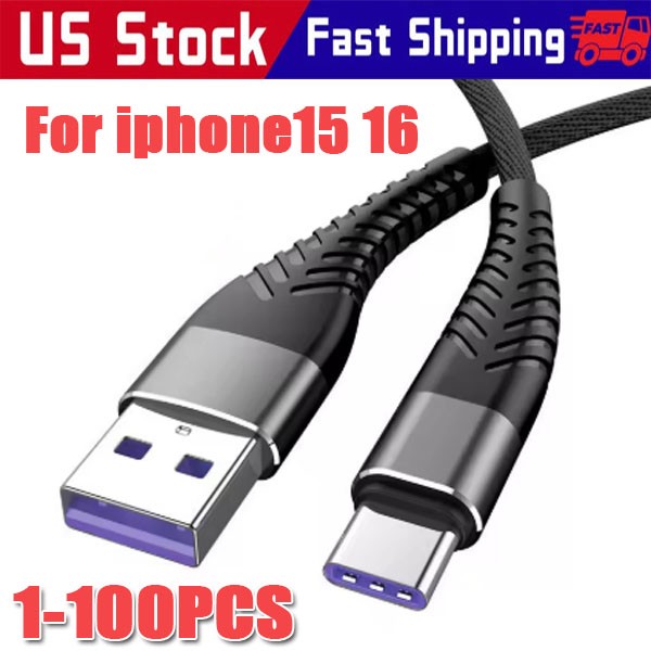 Braided USB C Type C Fast Charging Data Cable Cord for iPhone 16 Pro Max 15 lot
